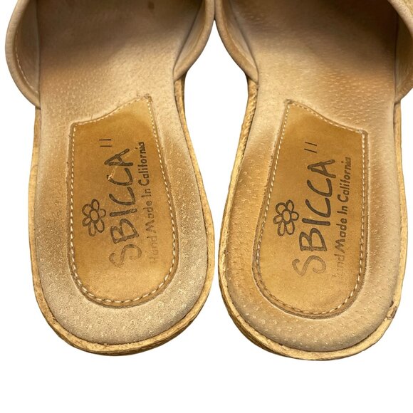 Sbicca Women’s Natural Wedge Slip-On Handmade In California Blondie Sandals Sz11 - Picture 6 of 9